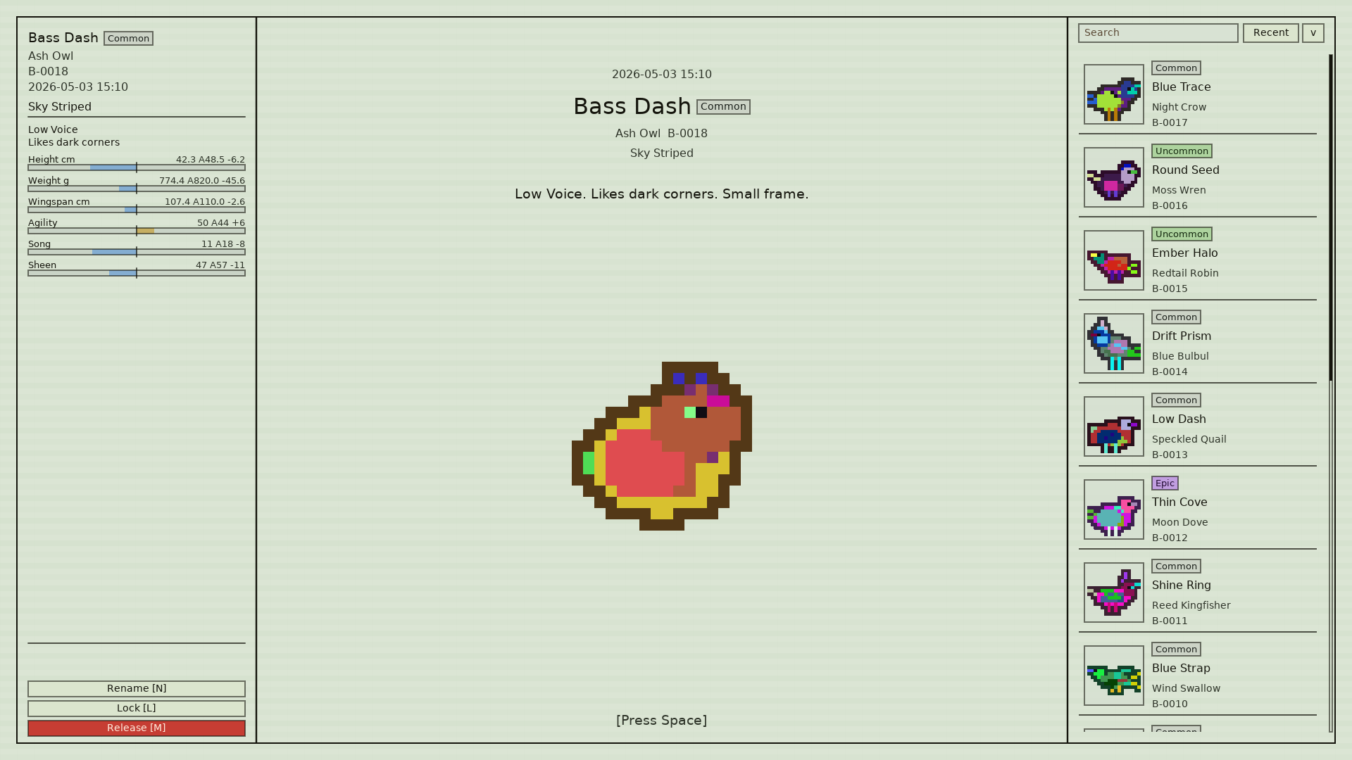 Collect gameplay screen with Info, Showcase, and Archive panels